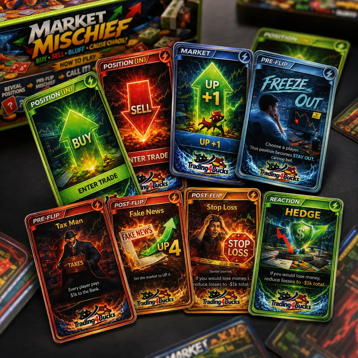 Market Mischief: Card Game for Families | Buy, Sell, Trade Quesbo
