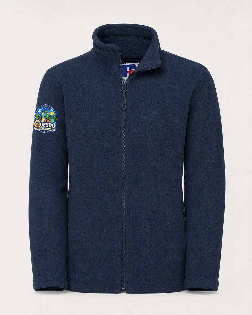 Kids Full-Zip Outdoor Fleece features a 7 cm Quesbo® adventure emblem, Junior 9/10 Quesbo