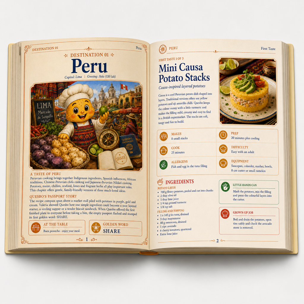 Quesbo’s Tasty Passport: 81 Kid-Friendly Recipes from 27 Countries: A Round-the-World Cooking Adventure for Young Chefs