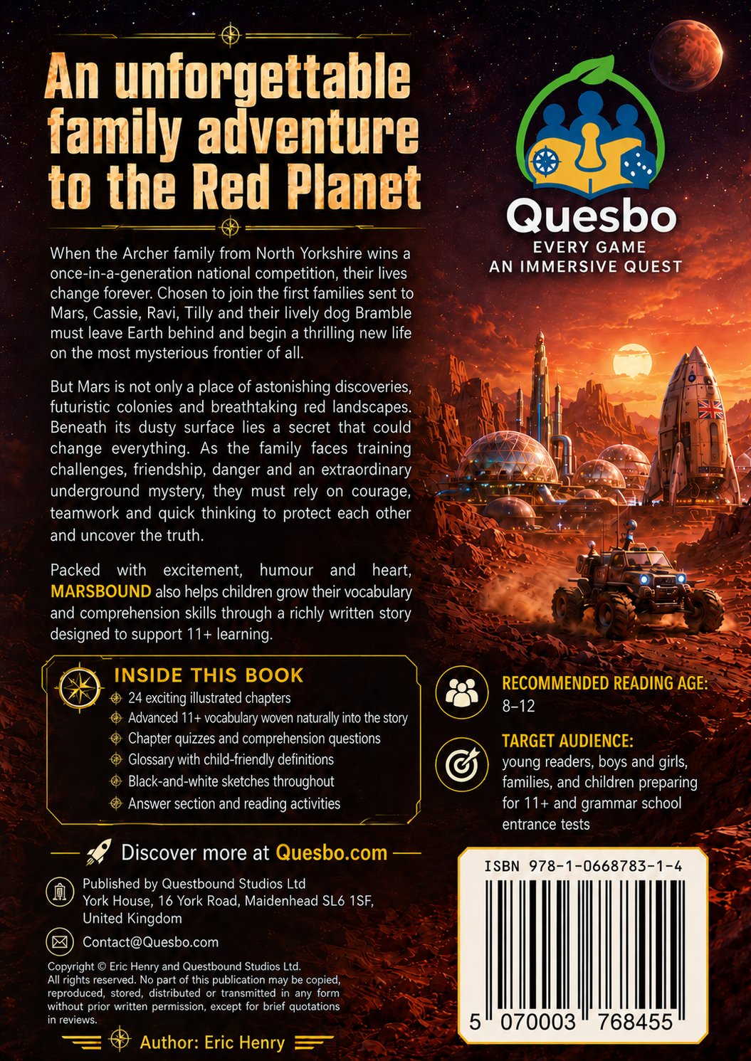 Marsbound – A Mars Adventure Novel for Ages 8–12 | Vocabulary-Building Science Fiction Quesbo