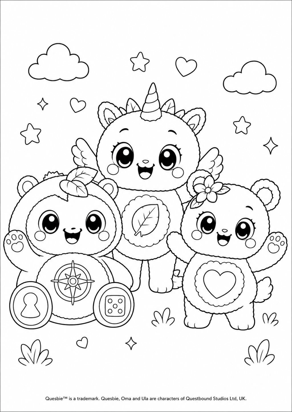 Quesbie, Oma &amp; Ula Colouring Pack Quesbo