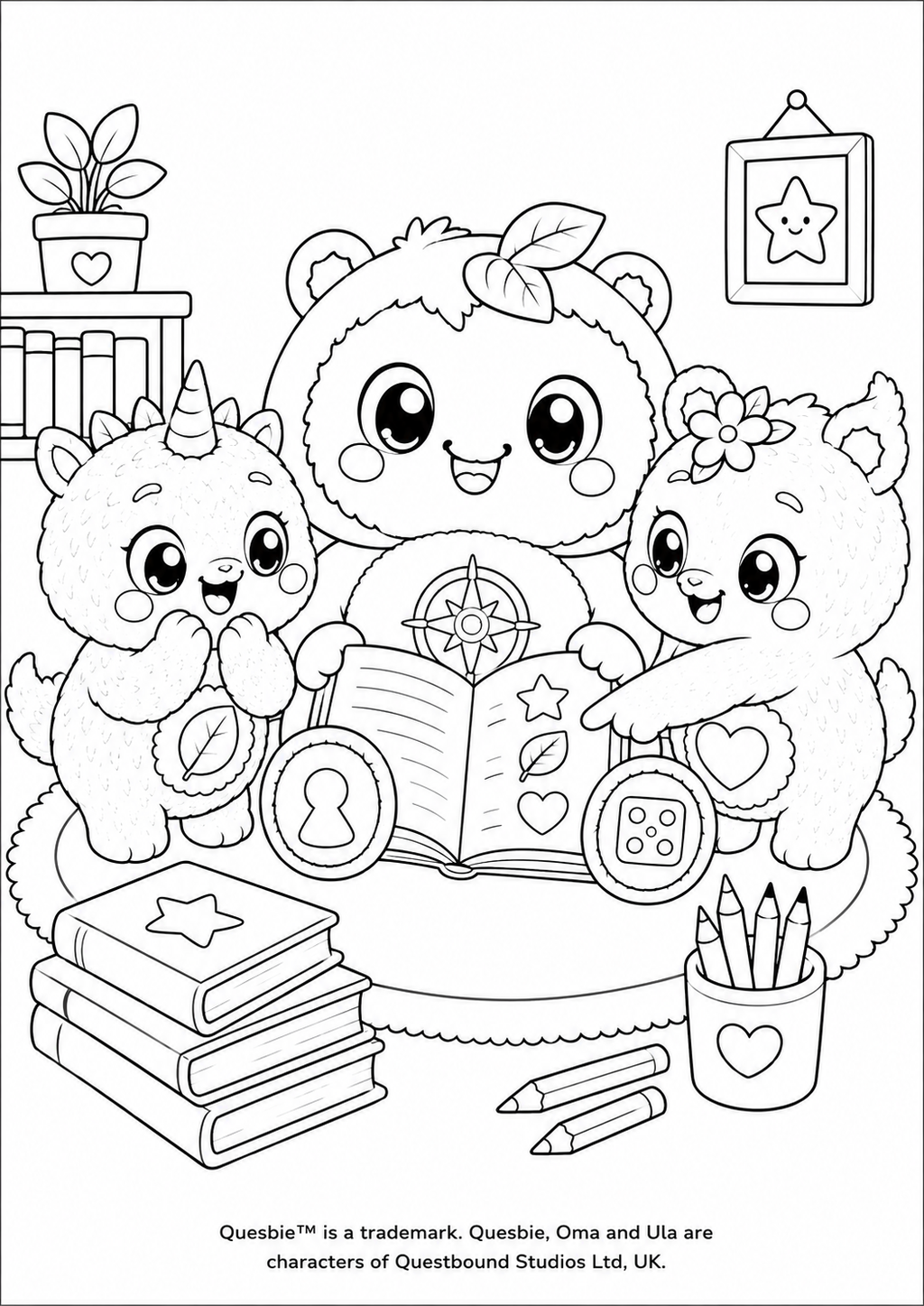 Quesbie, Oma &amp; Ula Colouring Pack Quesbo
