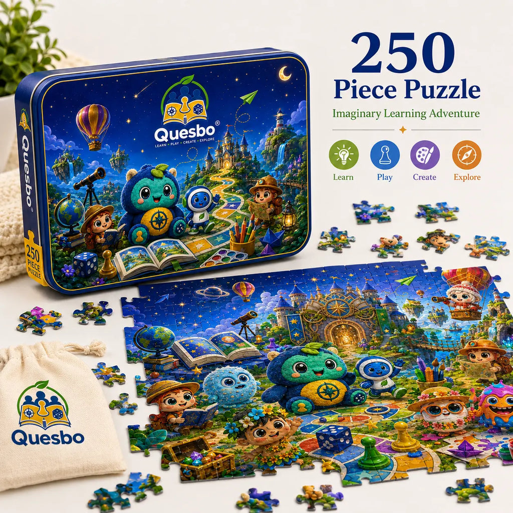 Quesbo® Magical Learning Adventure – 252-Piece Puzzle in Illustrated Tin Quesbo