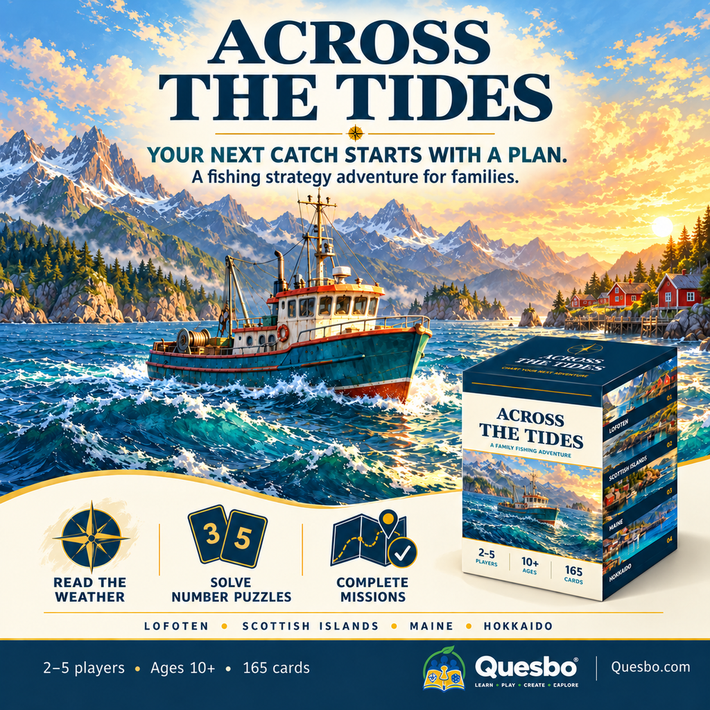 Across the Tides – Family Fishing Strategy Card Game | Ages 10+ - Quesbo