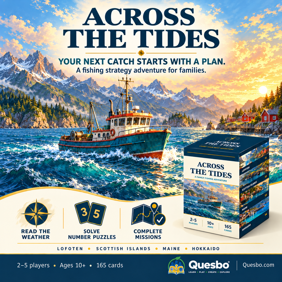 Across the Tides – Family Fishing Strategy Card Game | Ages 10+ - Quesbo