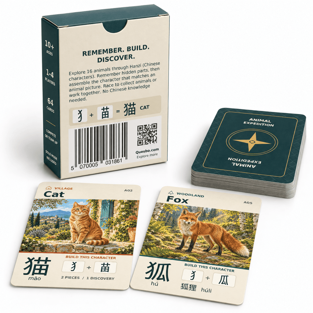 Animal Expedition – The Hanzi Animal Card Game | Ages 10+ - Quesbo