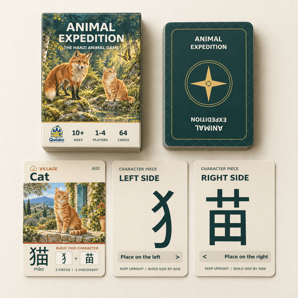 Animal Expedition – The Hanzi Animal Card Game | Ages 10+ - Quesbo