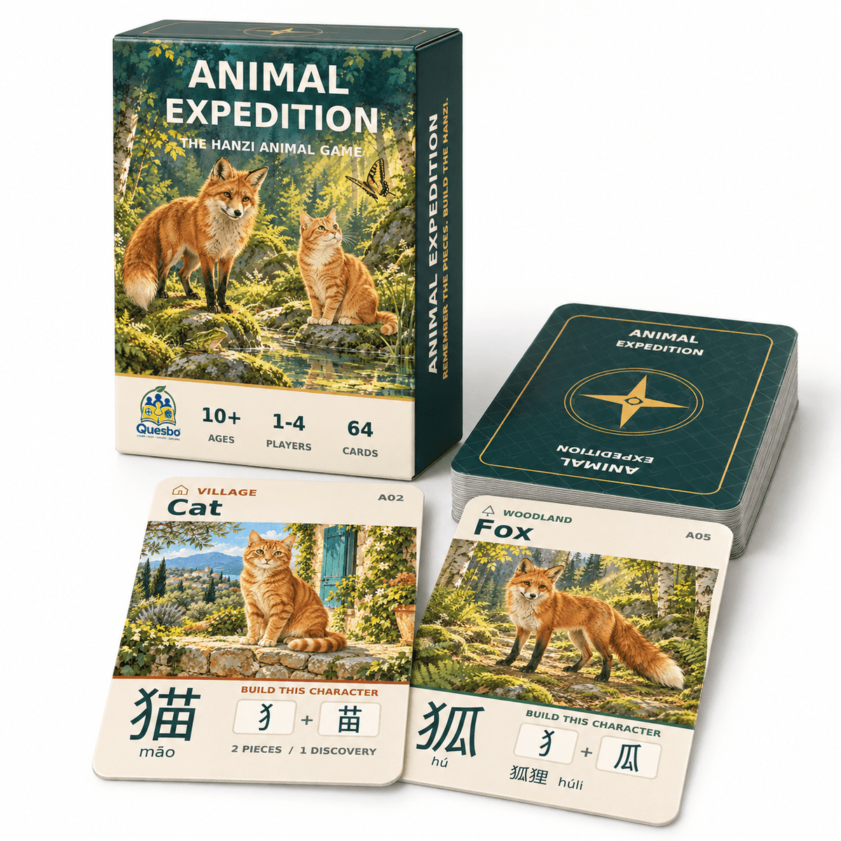 Animal Expedition – The Hanzi Animal Card Game | Ages 10+ - Quesbo