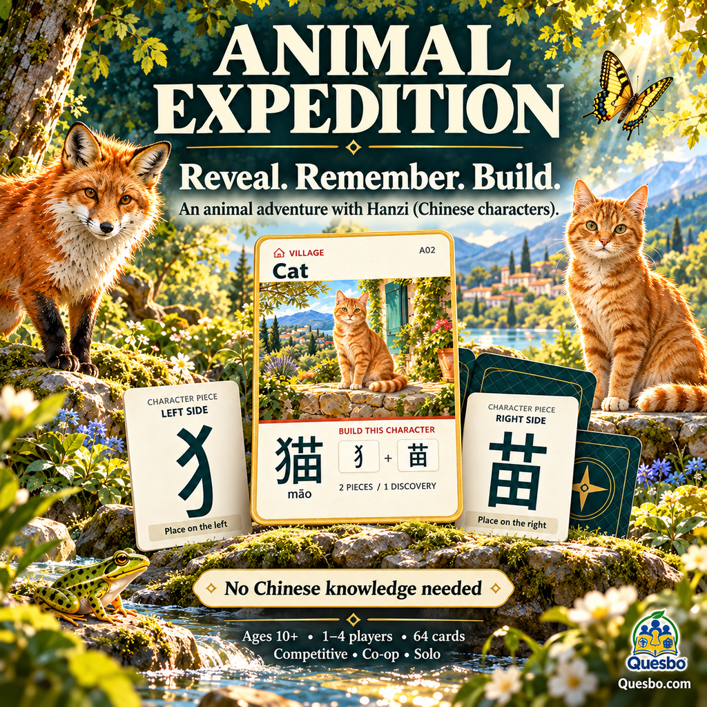 Animal Expedition – The Hanzi Animal Card Game | Ages 10+ - Quesbo