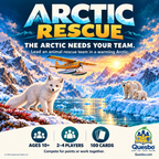 Arctic Rescue illustrated overview showing an Arctic fox, polar bears, snowy mountains and a rescue floatplane.