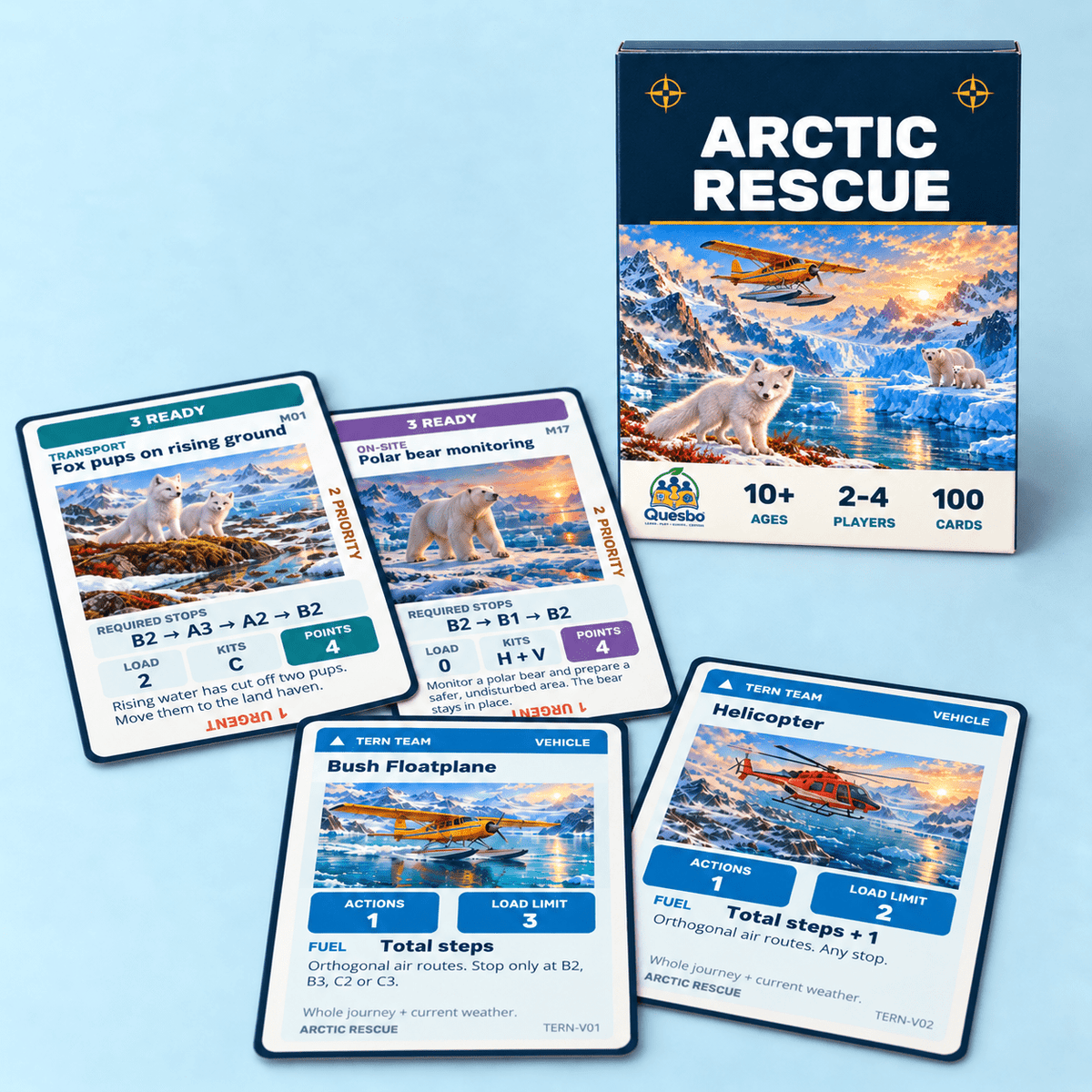 Arctic Rescue: Family Strategy Card Game Ages 10+ - Quesbo