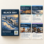 Black Sky box beside Nightfall Works, All-Weather Trial, Sofia Reyes and Lean Cell sample cards.