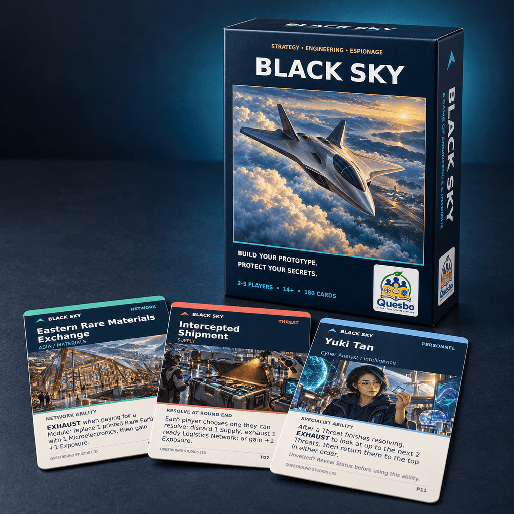Black Sky™ – Aircraft Strategy & Espionage Card Game | Ages 14+ - Quesbo