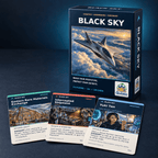 Black Sky box with Eastern Rare Materials Exchange, Intercepted Shipment and Yuki Tan sample cards against a dark background.