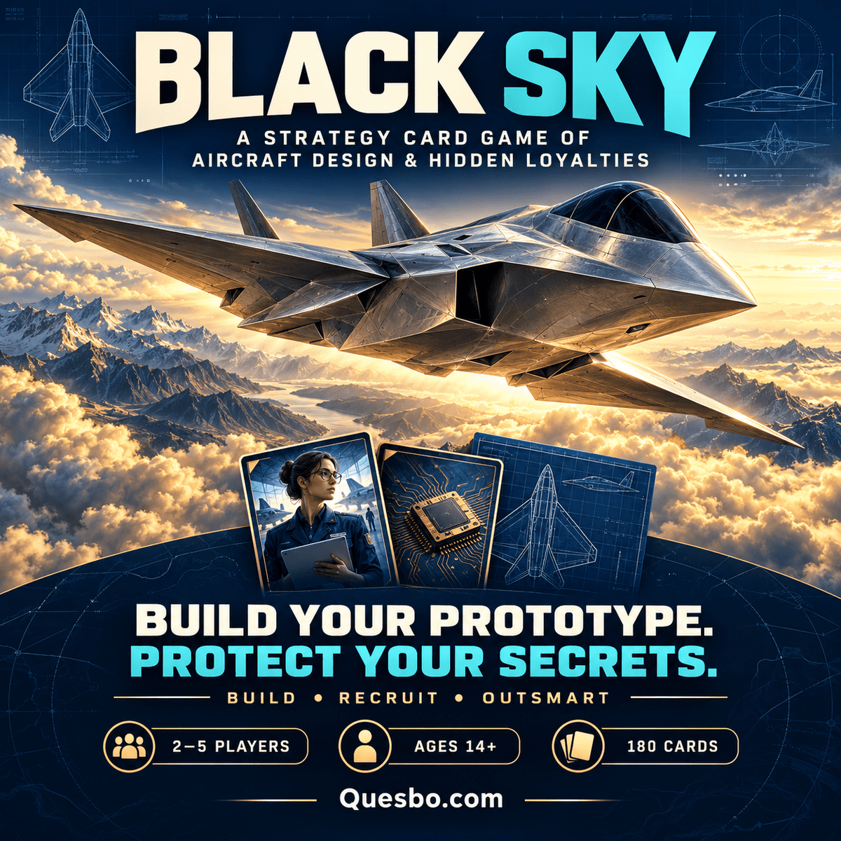 Black Sky™ – Aircraft Strategy & Espionage Card Game | Ages 14+ - Quesbo