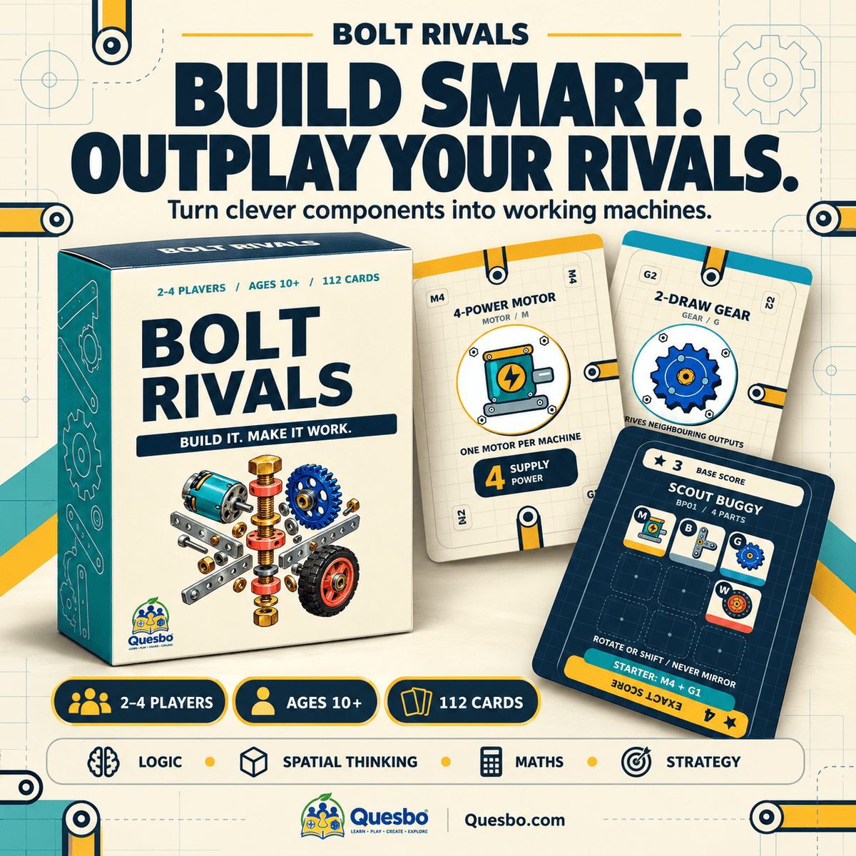 BOLT RIVALS – Family Building & Strategy Card Game | Ages 10+ - Quesbo