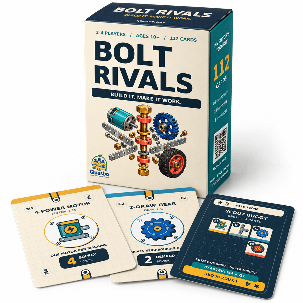 BOLT RIVALS – Family Building & Strategy Card Game | Ages 10+ - Quesbo
