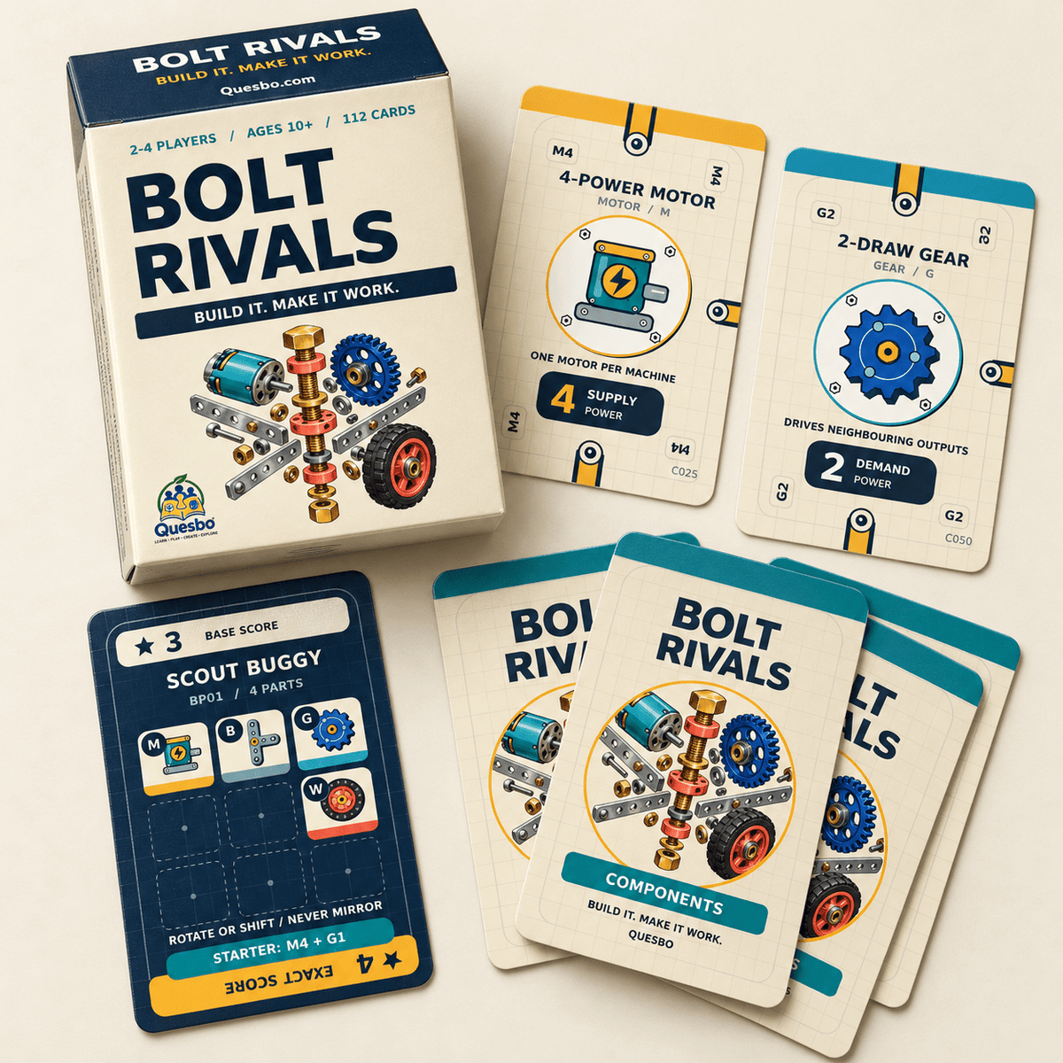 BOLT RIVALS – Family Building & Strategy Card Game | Ages 10+ - Quesbo