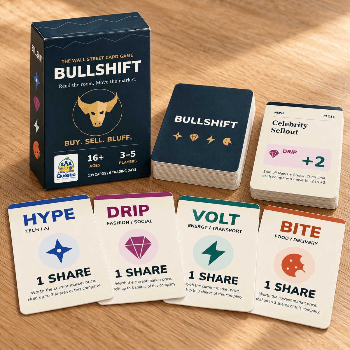 BULLSHIFT – The Wall Street Trading & Bluffing Card Game | Ages 16+ - Quesbo