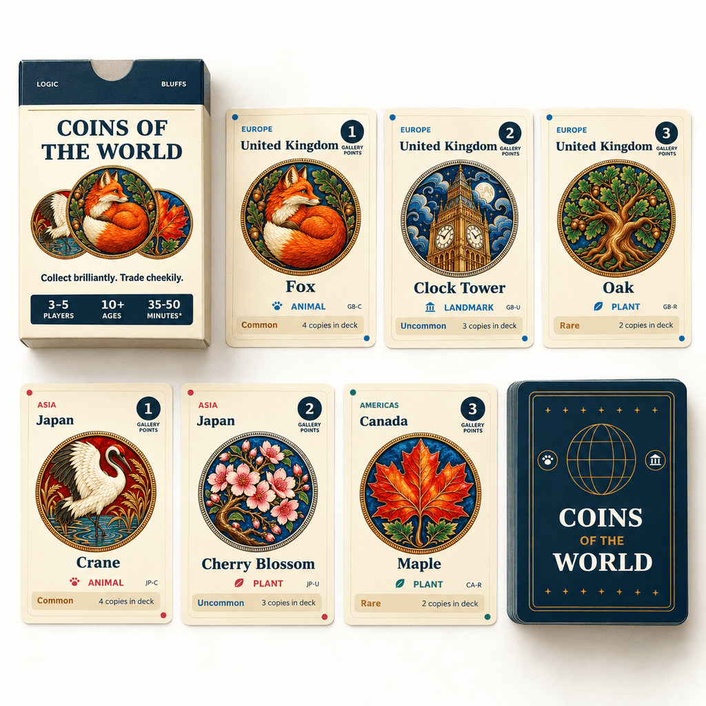 Coins of the World – Strategy & Bluffing Card Game | Ages 10+ - Quesbo