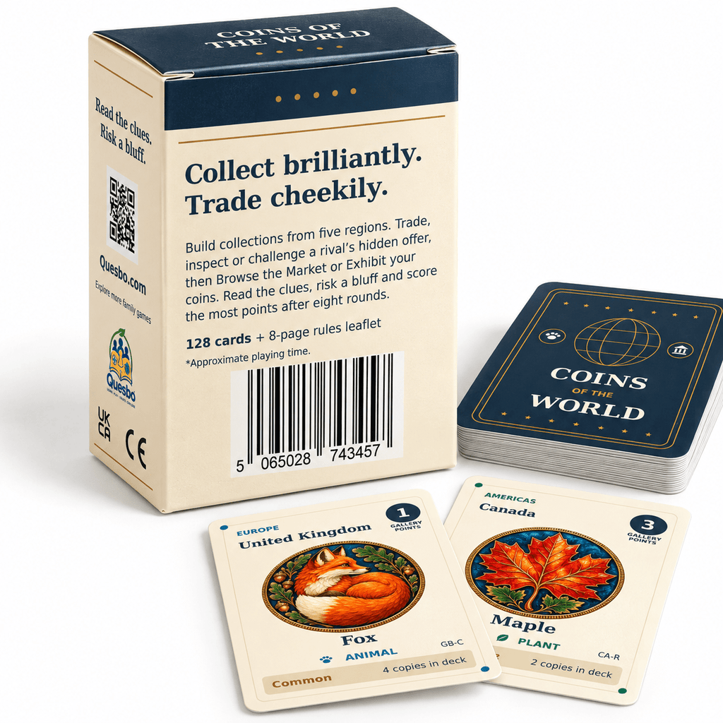 Coins of the World – Strategy & Bluffing Card Game | Ages 10+ - Quesbo
