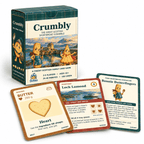 Crumbly game box beside Butter heart-shaped shortbread, Loch Lomond delivery and Bonnie Butterfingers helper cards.
