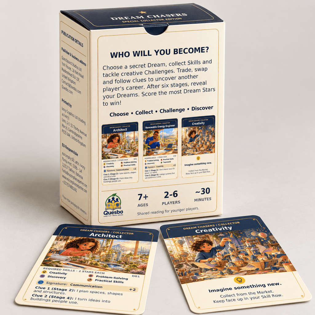 Dream Chasers® Collector Edition – Career Discovery & Skills Card Game for Kids Ages 8–14 - Quesbo