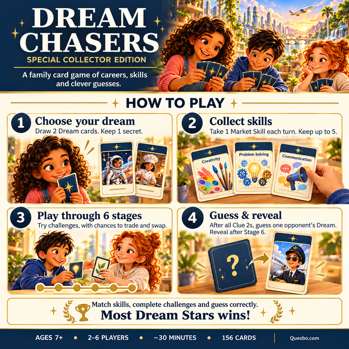 Dream Chasers® Collector Edition – Career Discovery & Skills Card Game for Kids Ages 8–14 - Quesbo