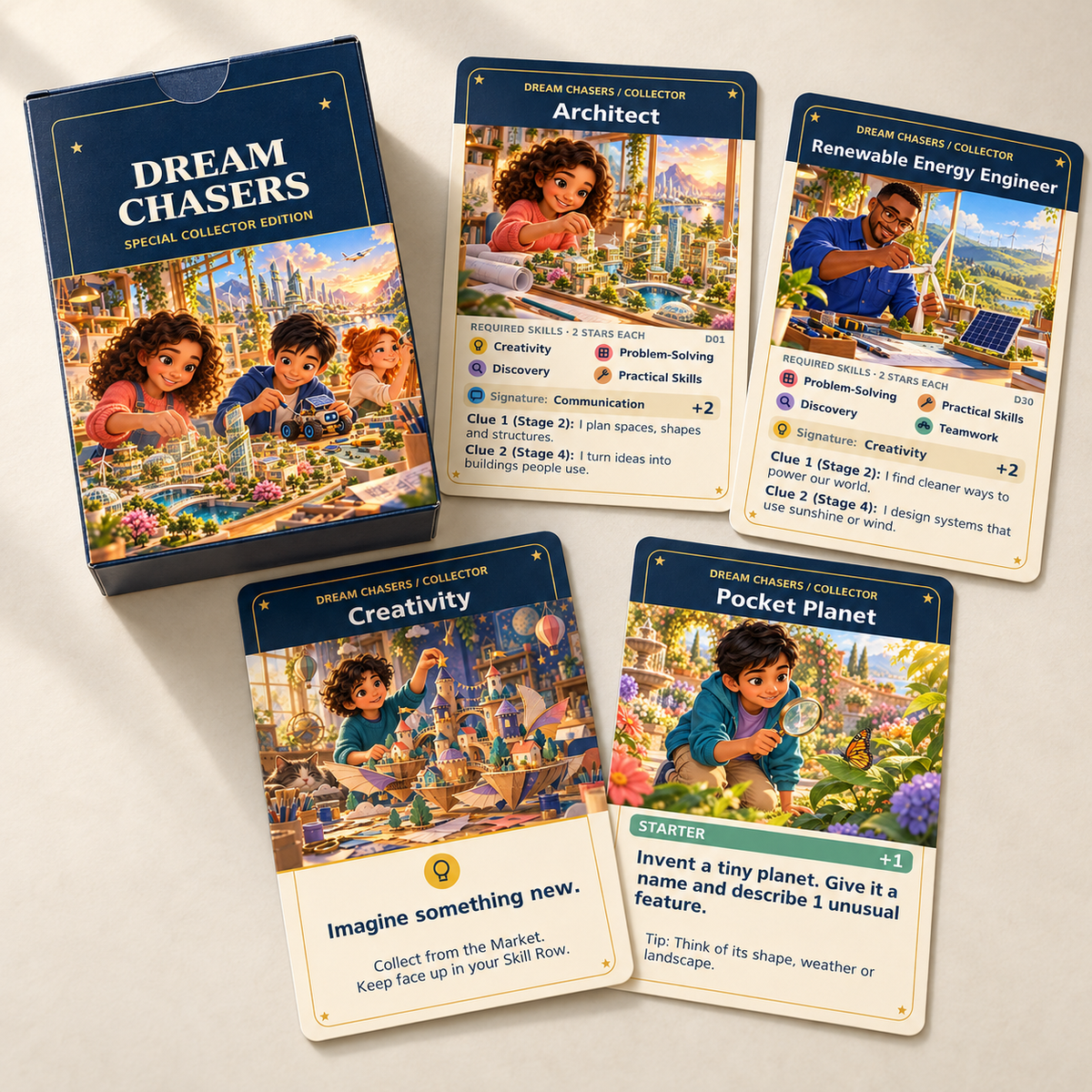 Dream Chasers® Collector Edition – Career Discovery & Skills Card Game for Kids Ages 8–14 - Quesbo