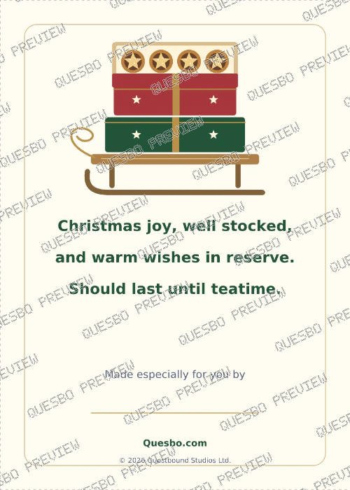 Emergency Supplies Christmas Card — Message