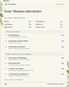 Explore the Thames contents page, 'Your Thames adventure', listing introductory pages and early river chapters.