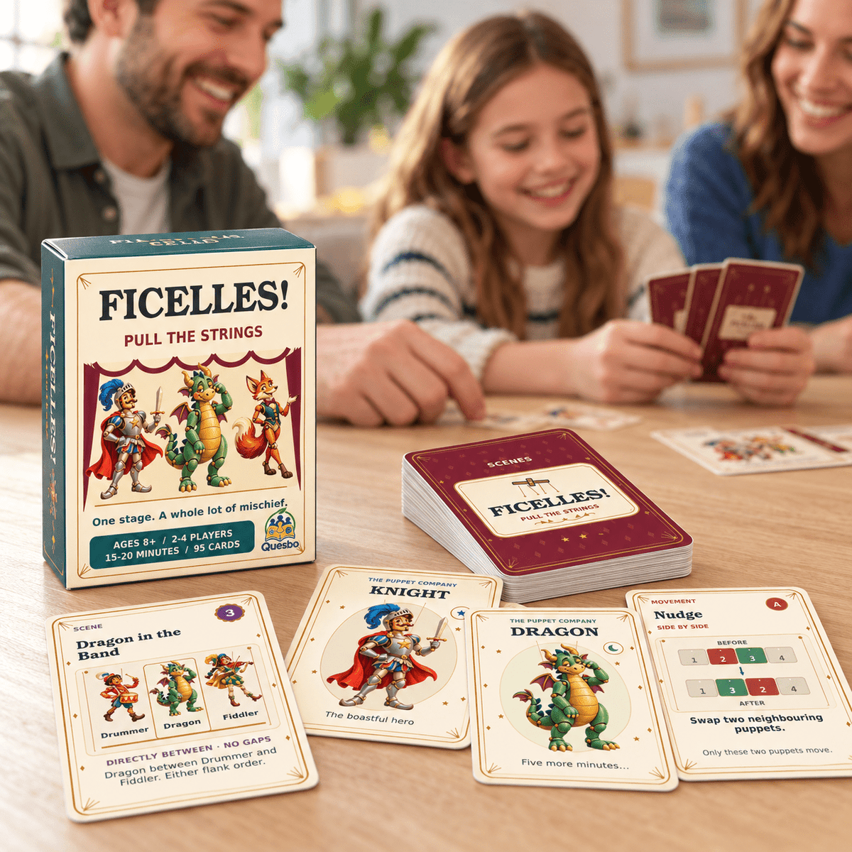 FICELLES! — Pull the Strings | Family Strategy Card Game - Quesbo
