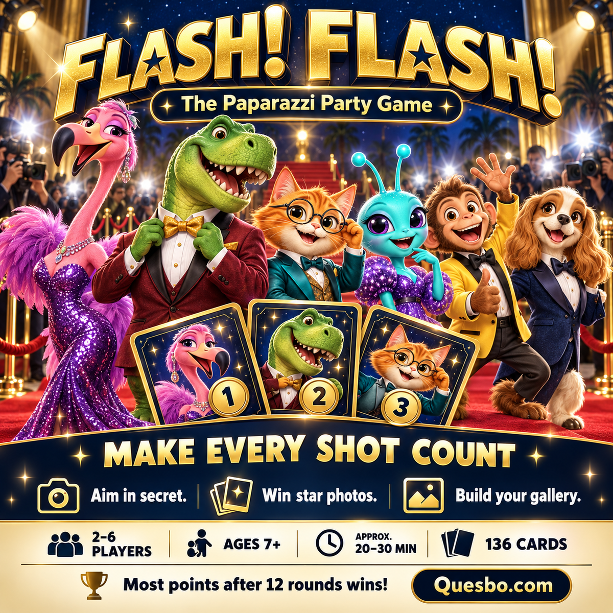 Flash! Flash! – The Paparazzi Party Family Card Game | Ages 7+ - Quesbo