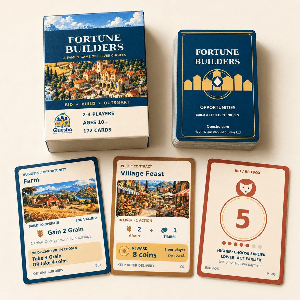 Fortune Builders Family Strategy Card Game | Ages 10+ - Quesbo