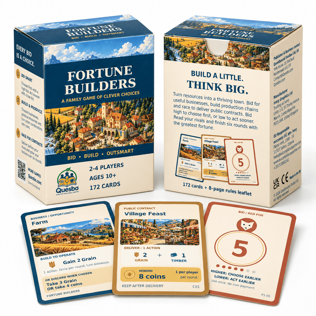 Fortune Builders Family Strategy Card Game | Ages 10+ - Quesbo