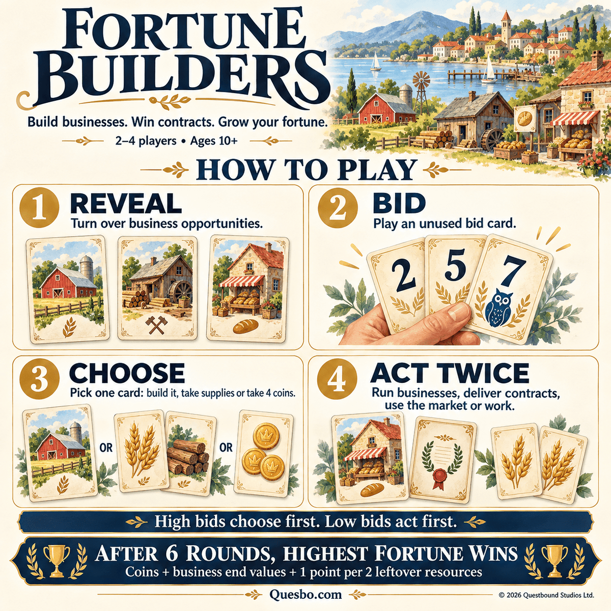 Fortune Builders Family Strategy Card Game | Ages 10+ - Quesbo