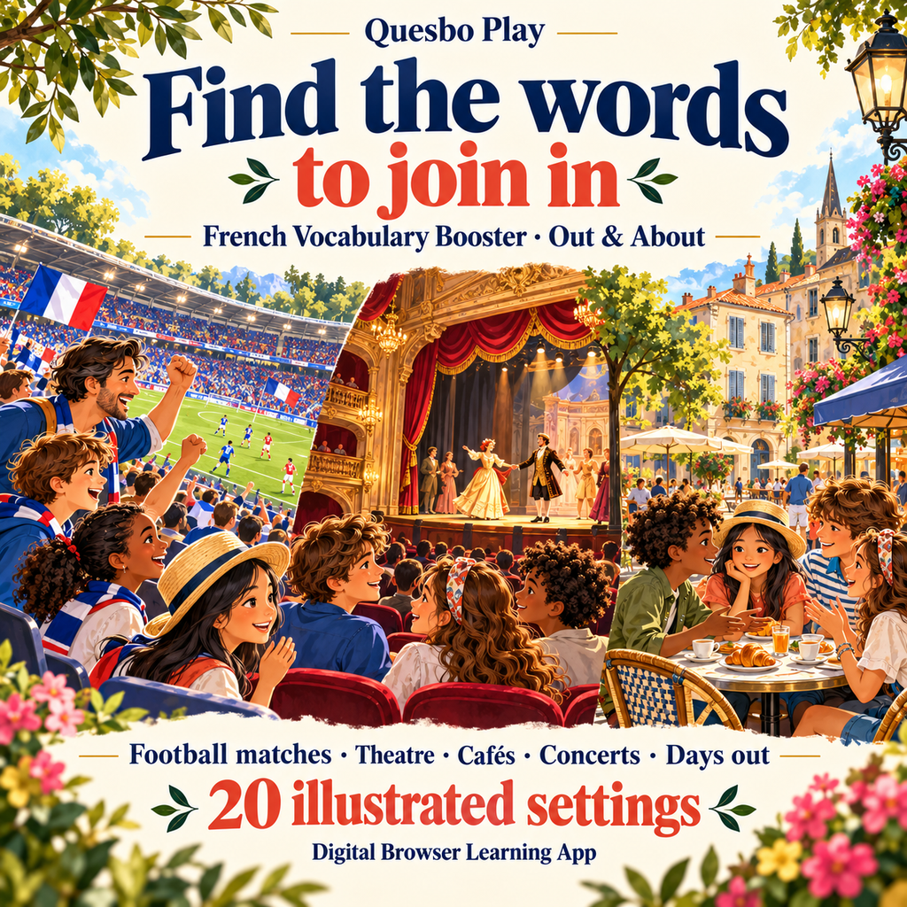French Vocabulary Booster: football matches, theatre, cafés, concerts and days out across twenty illustrated settings.