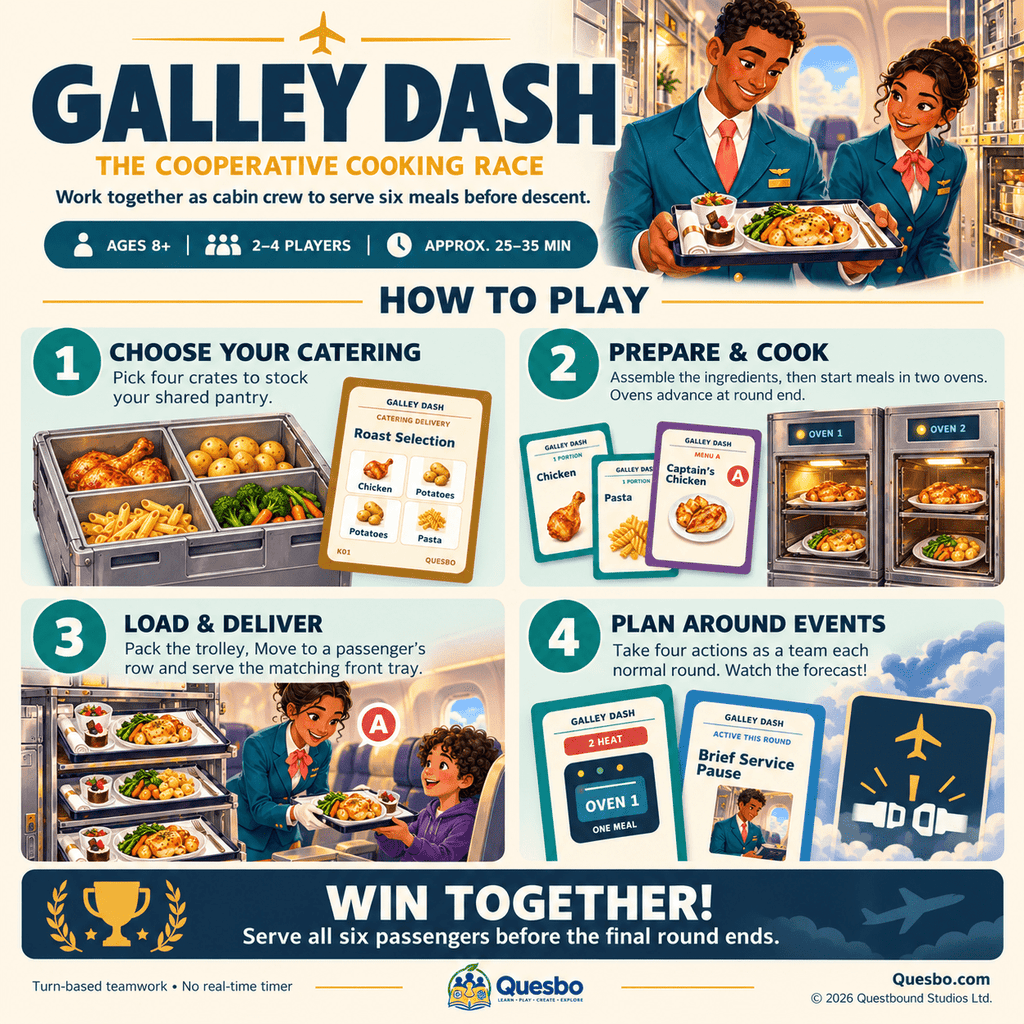 Galley Dash! – Cooperative Family Cooking Card Game | Ages 8+ - Quesbo