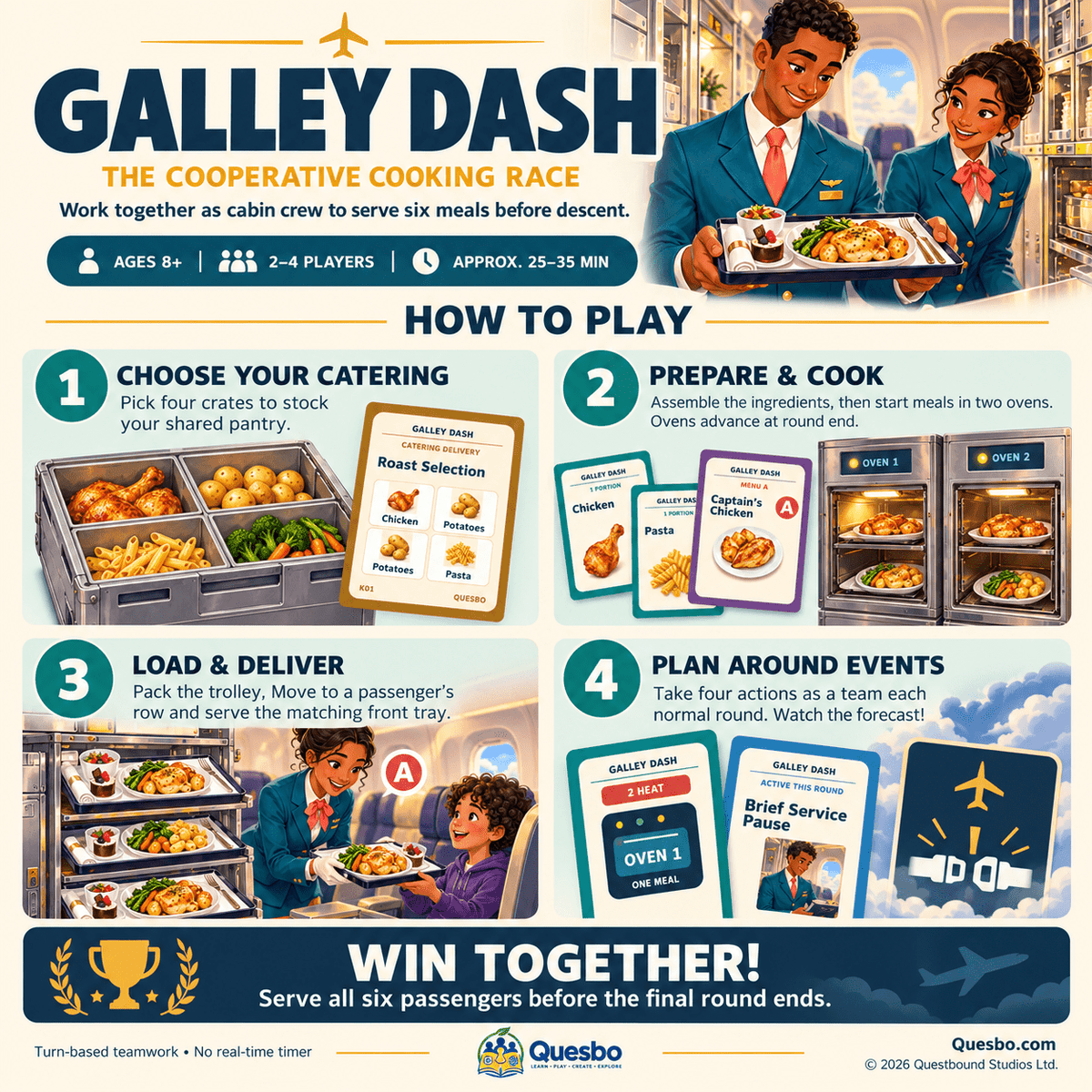 Galley Dash! – Cooperative Family Cooking Card Game | Ages 8+ - Quesbo