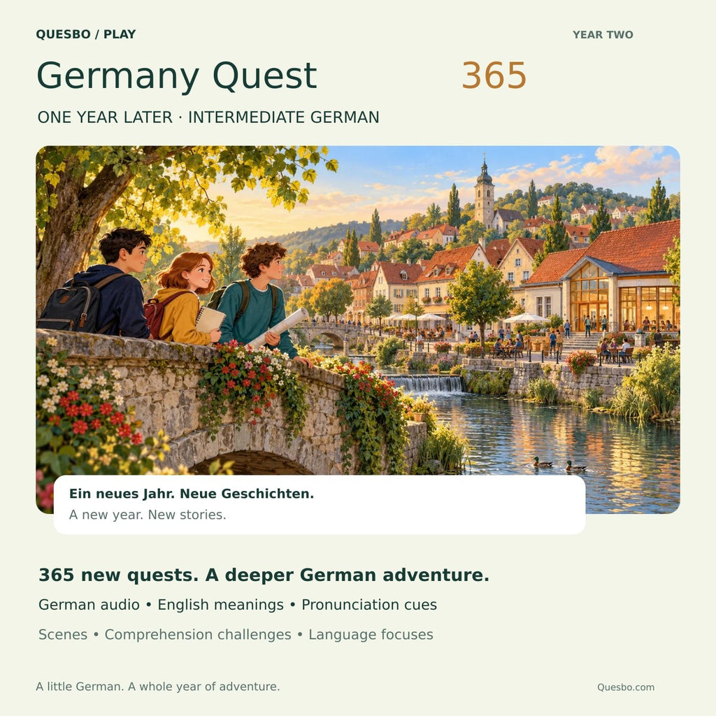 Germany Quest 365 — One Year Later: 365 new intermediate German quests