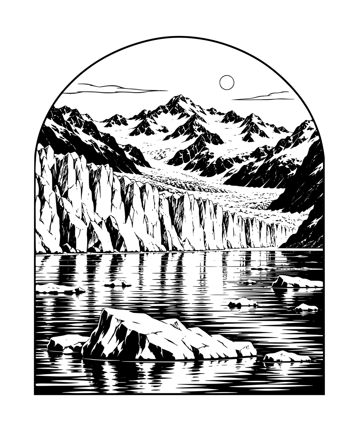 Glacier Bay — Large Landscape Laser Engraving; artwork preview only