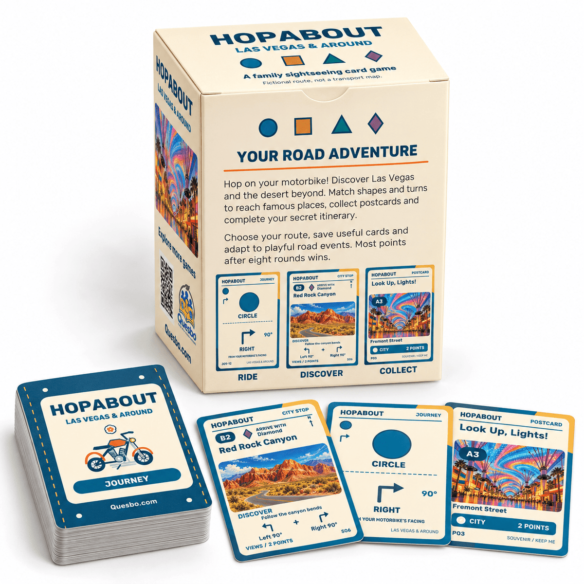 HOPABOUT™: Las Vegas & Around – Family Adventure Card Game, Ages 10+ - Quesbo