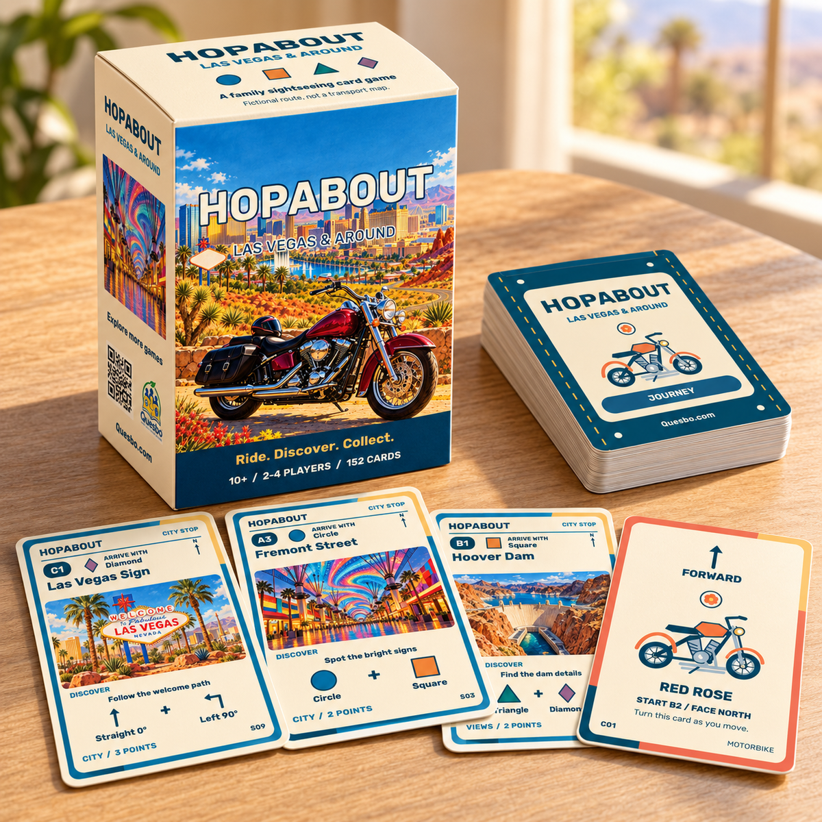 HOPABOUT™: Las Vegas & Around – Family Adventure Card Game, Ages 10+ - Quesbo