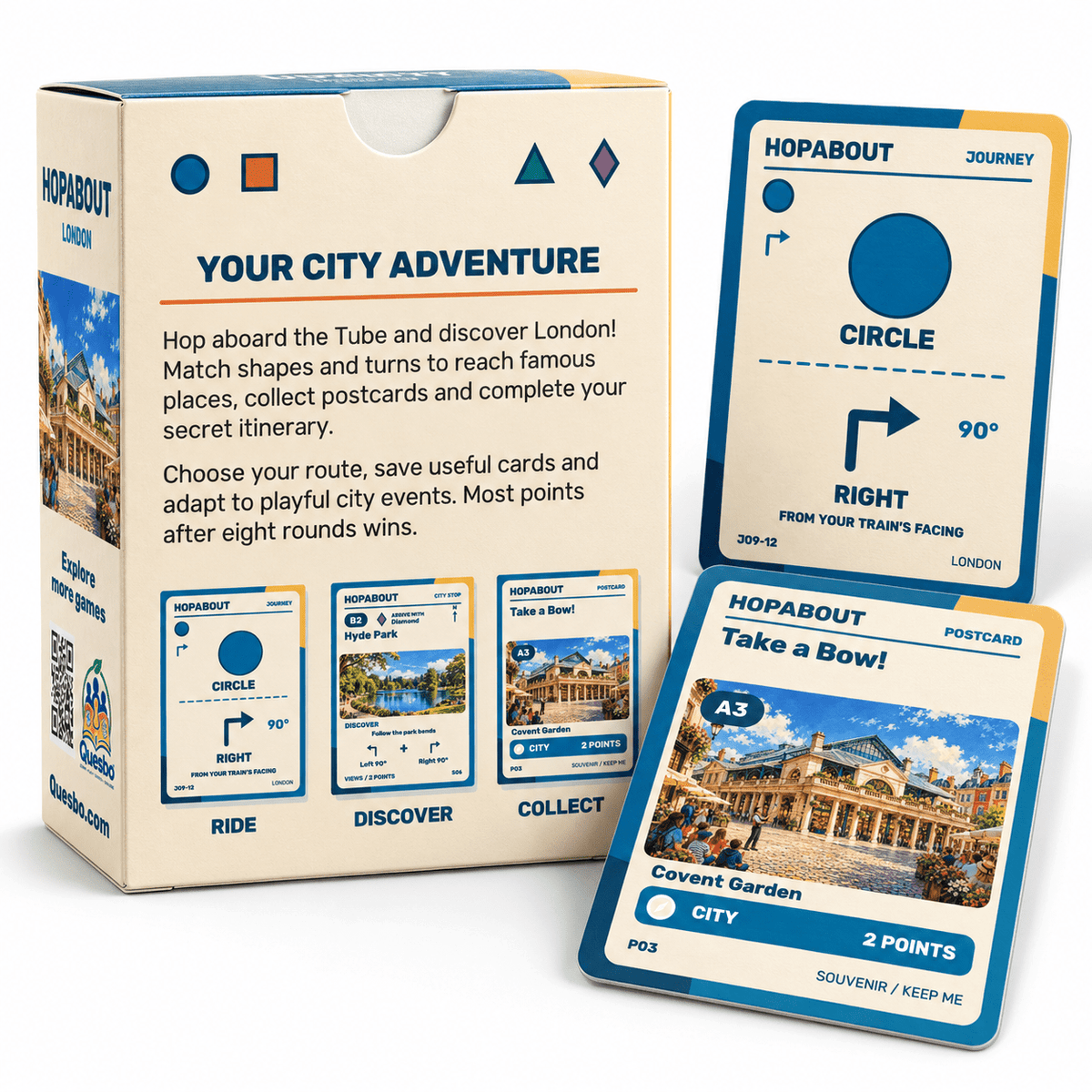 HOPABOUT™ London – Family Tube Adventure Card Game, Ages 10+ - Quesbo