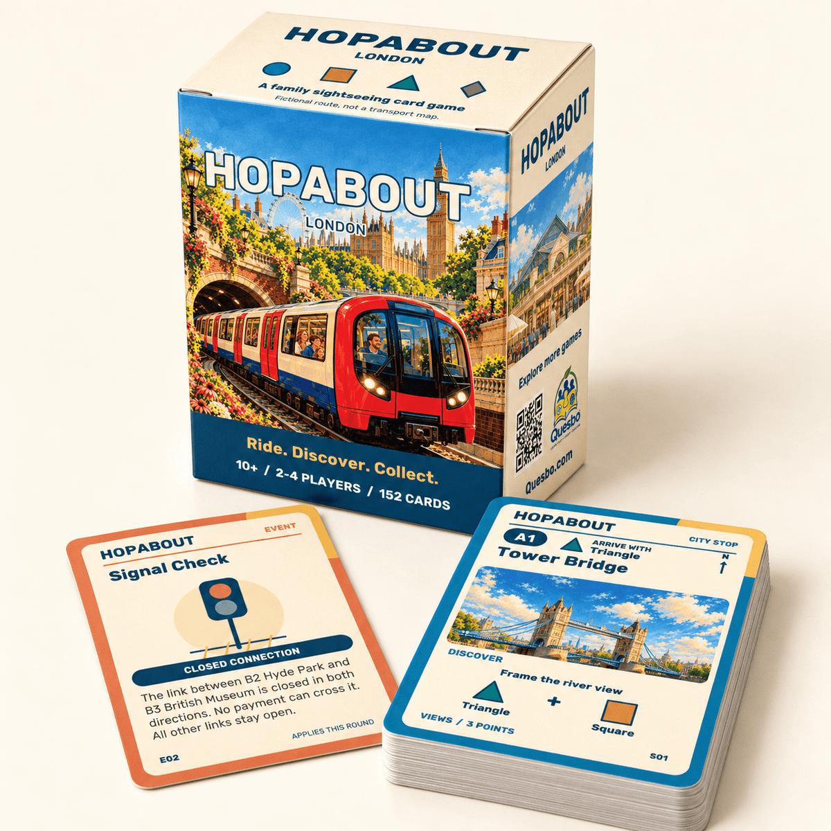 HOPABOUT™ London – Family Tube Adventure Card Game, Ages 10+ - Quesbo
