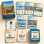 HOPABOUT New York box with landmark, postcard, journey, event and horse-drawn carriage cards on a cream background.