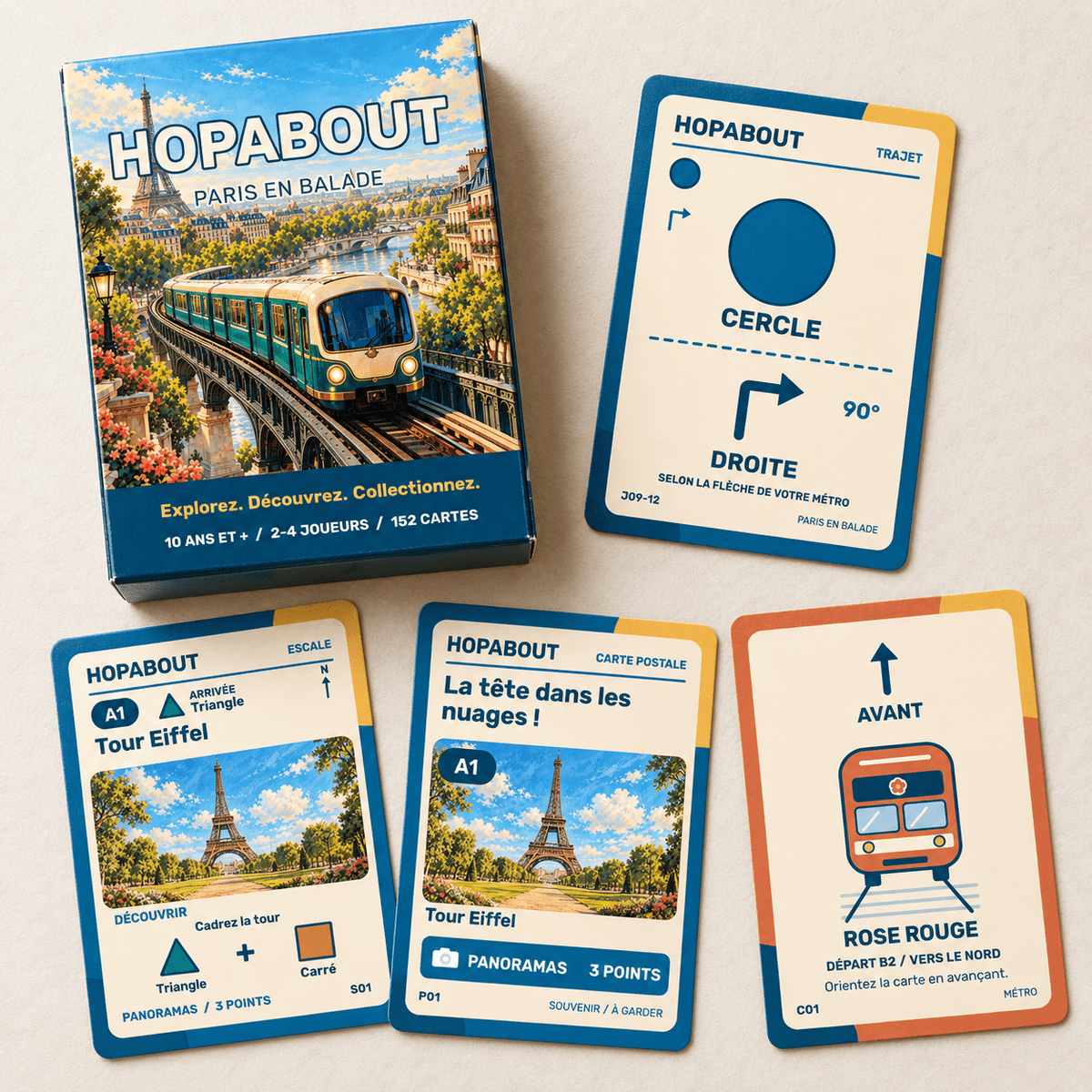 HOPABOUT™ – Paris en balade | Jeu de cartes familial dès 10 ans (FRENCH EDITION - EDITION EN FRANCAIS) - Quesbo
