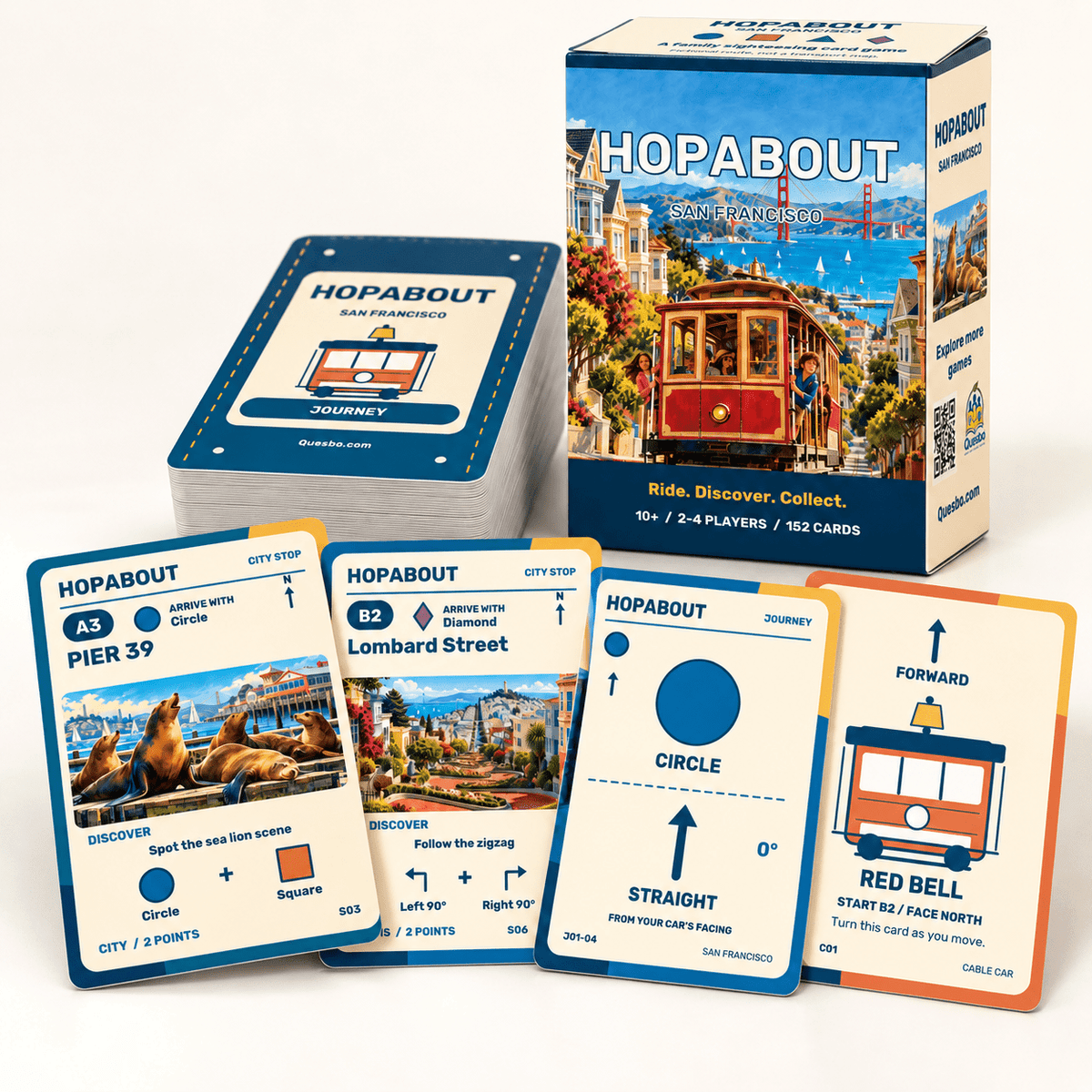 HOPABOUT™: San Francisco – Family Sightseeing Card Game | Ages 10+ - Quesbo