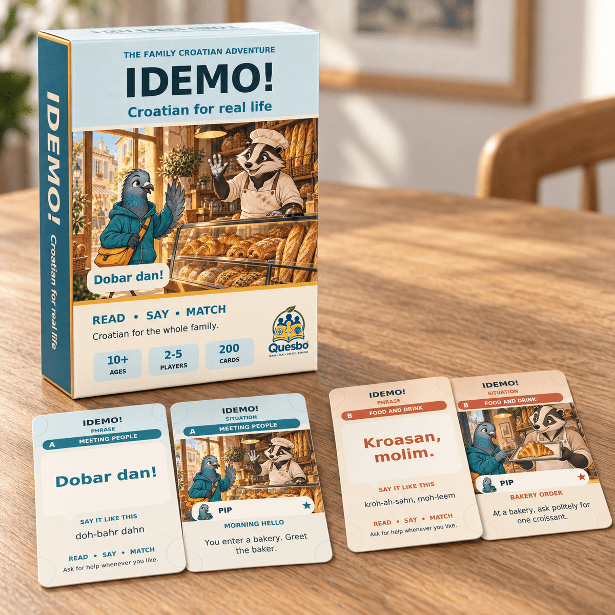 IDEMO! – Easy Croatian Fun Learning Card Game for Kids & Families - Quesbo