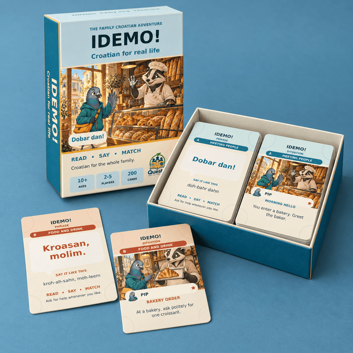 IDEMO! – Easy Croatian Fun Learning Card Game for Kids & Families - Quesbo